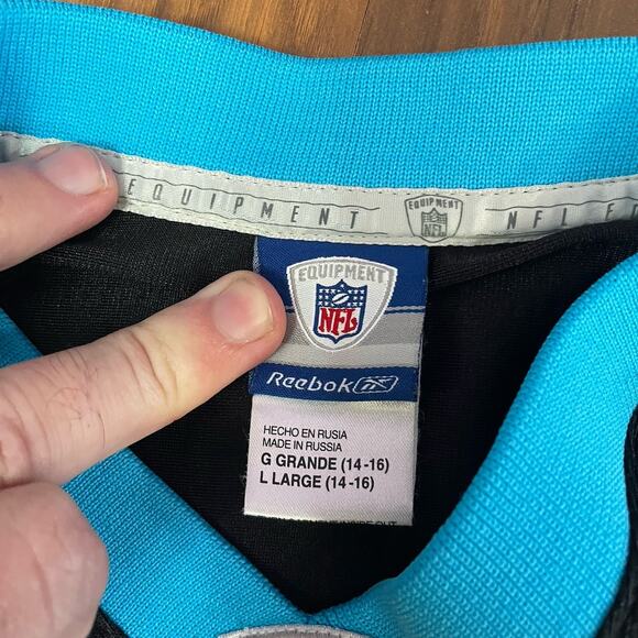 Reebok On Field NFL Carolina Panthers Steve Smith #89 Alt Black Jersey Youth L - Picture 5 of 8